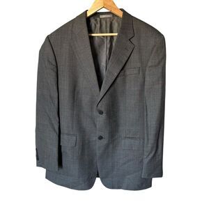 Vtg Oscar de la Renta Men’s Gray Wool Cashmere Button Blazer Size 42R Glen Plaid